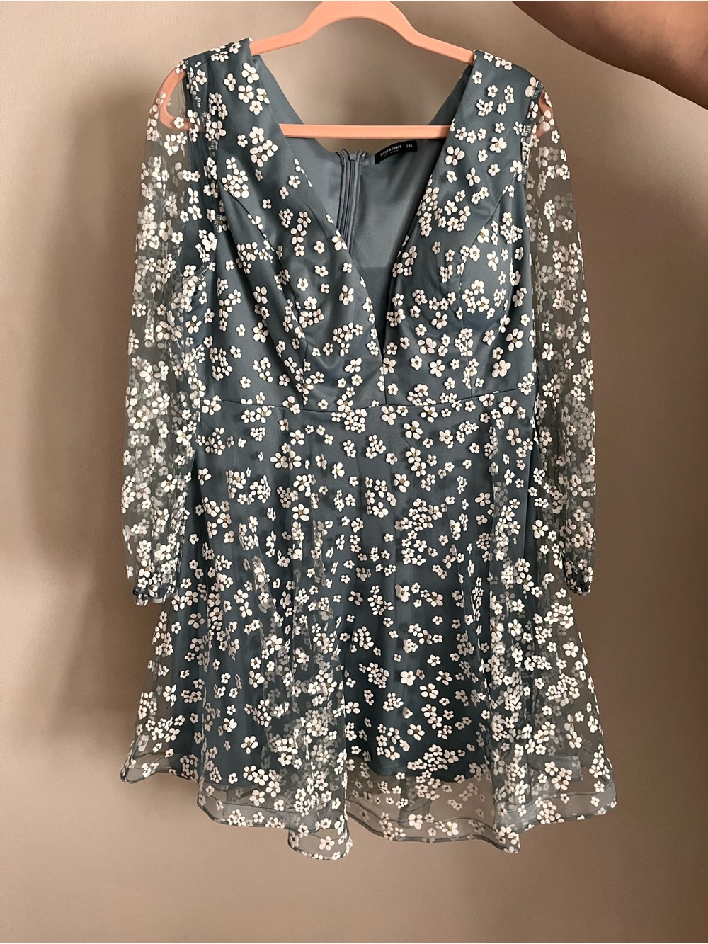 SHEIN Curve Floral Mesh A-Line Dress